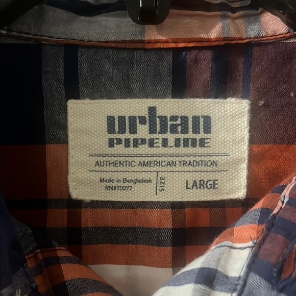 Urban Pipeline Blue and Orange Button Down Shirt - Picture 2 of 3